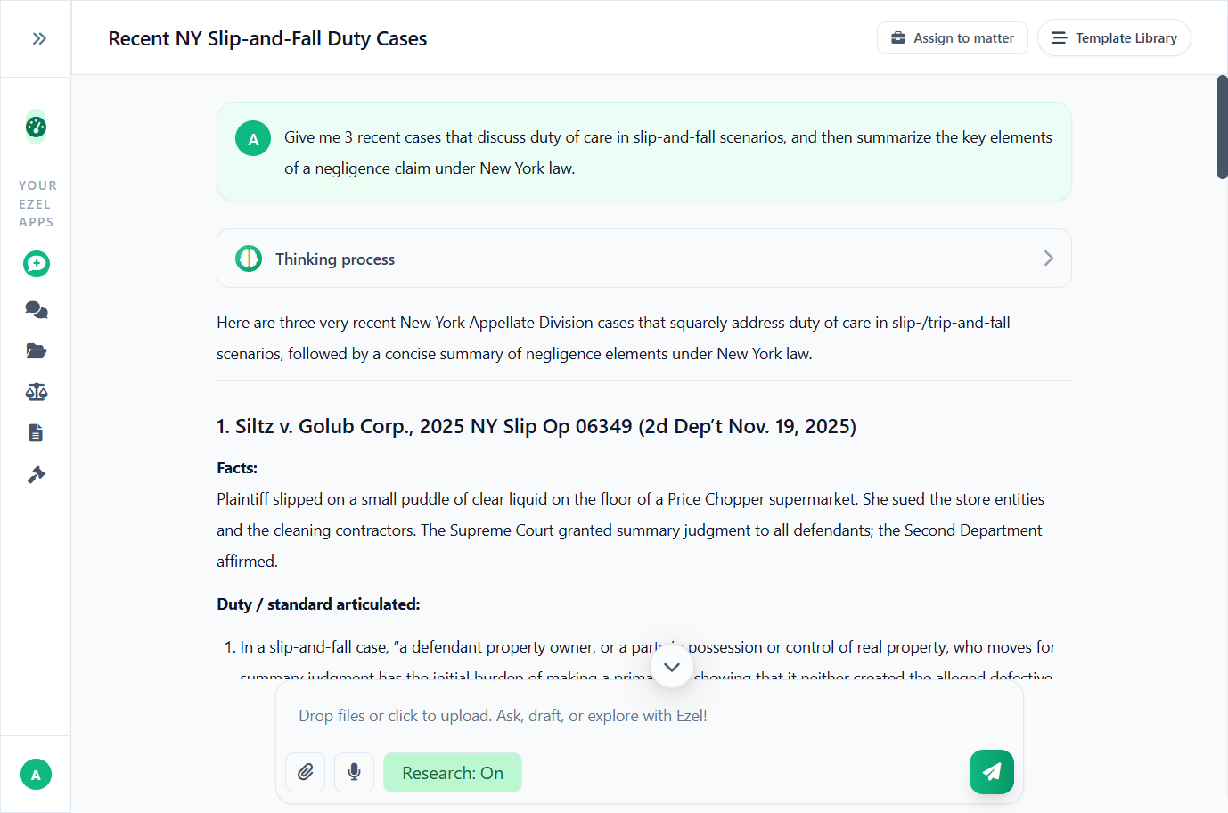 Chat interface with research capabilities